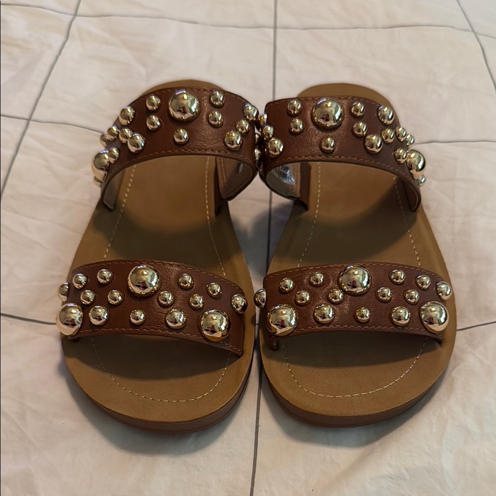 Corkys Brown‎ Gold Studded Sandals Size 7
